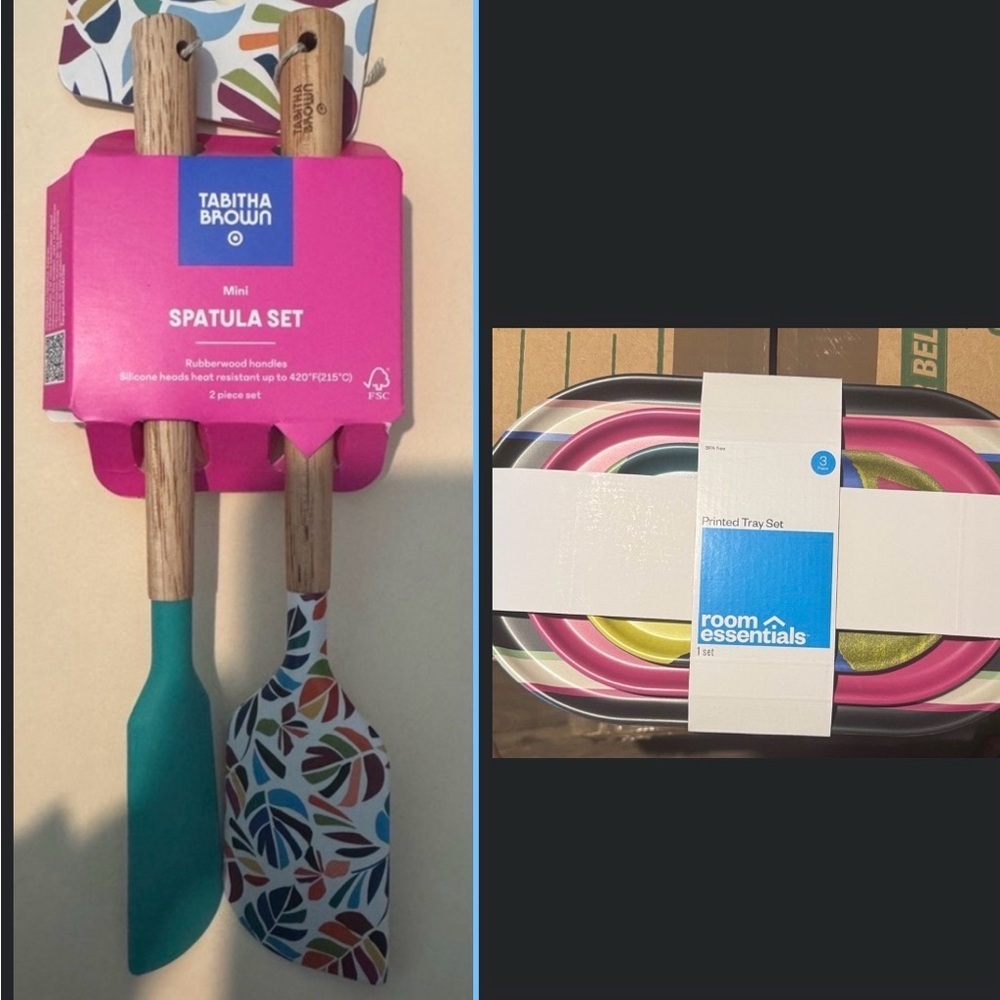 Bundle of Tabitha Brown Mini Spatula Set and Tray Set